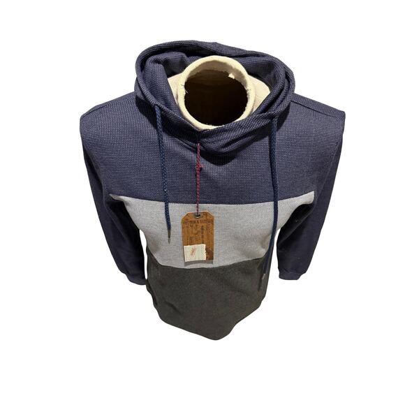 Hudson & Barrow NYC Colorblock Hoodie Men’s Small Blue Gray Casual Pullover - Picture 2 of 5